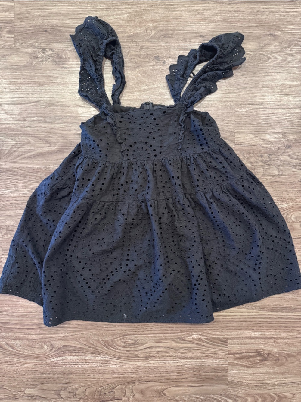 En Saison Black Eyelet Mini Dress